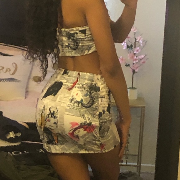 Magazine print skirt set - Picture 3 of 3